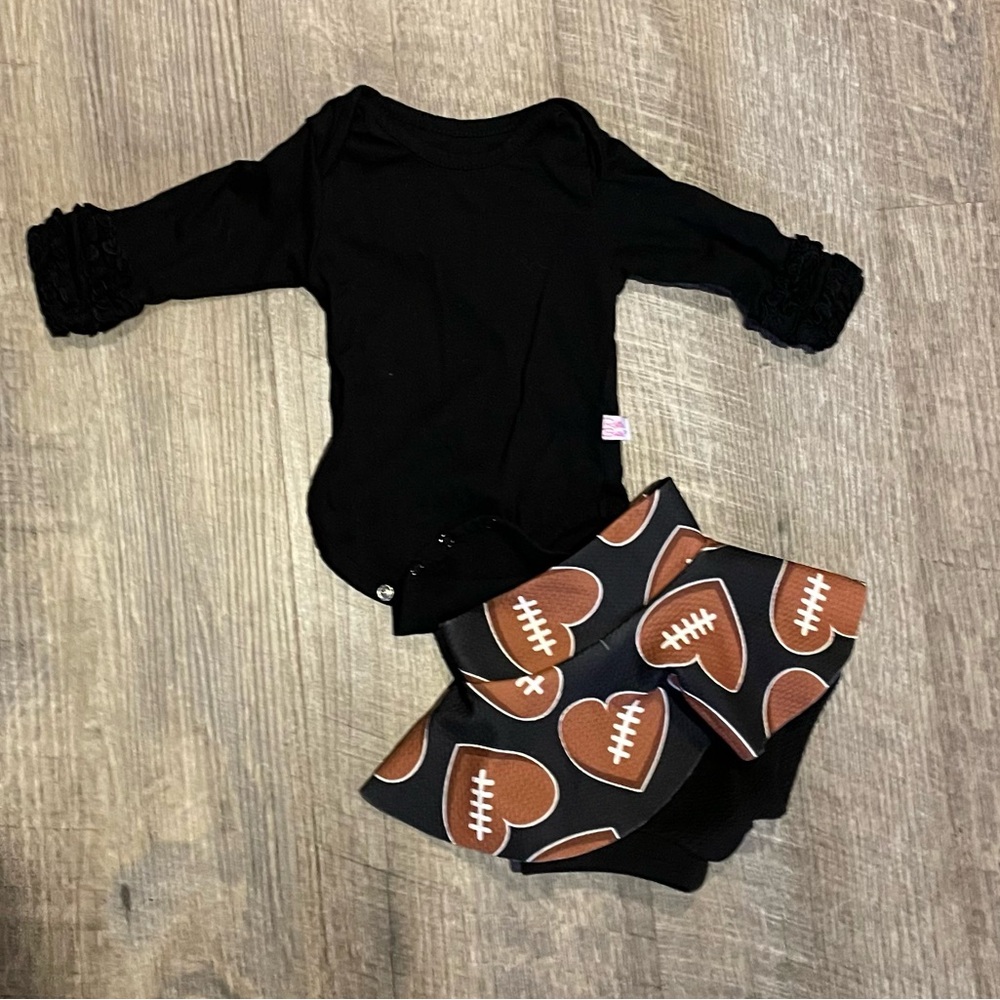 Rufflebutts onesie & football skirted bummie